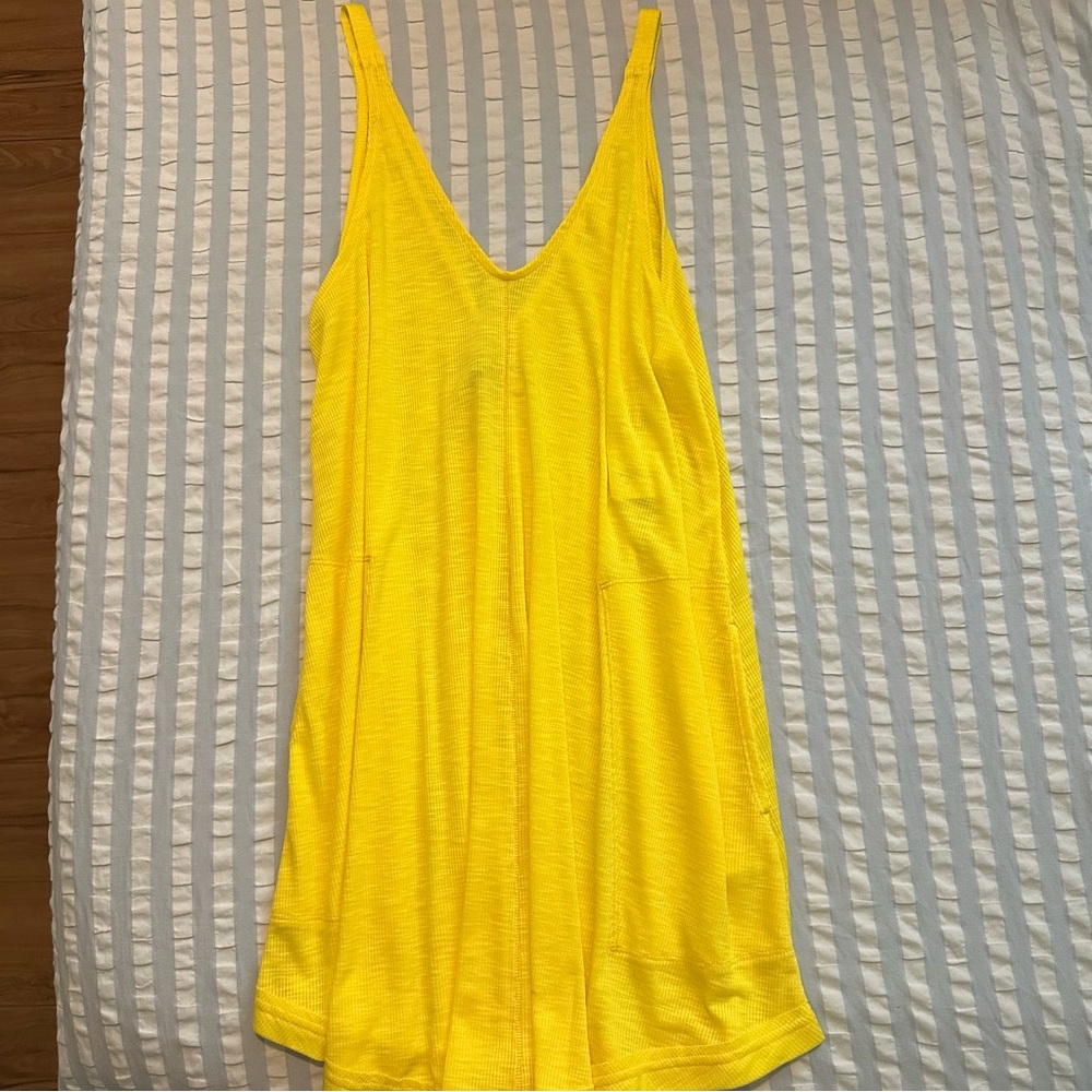 Free People Clovers Mini Dress Yellow w/ Pockets XS - Picture 2 of 4